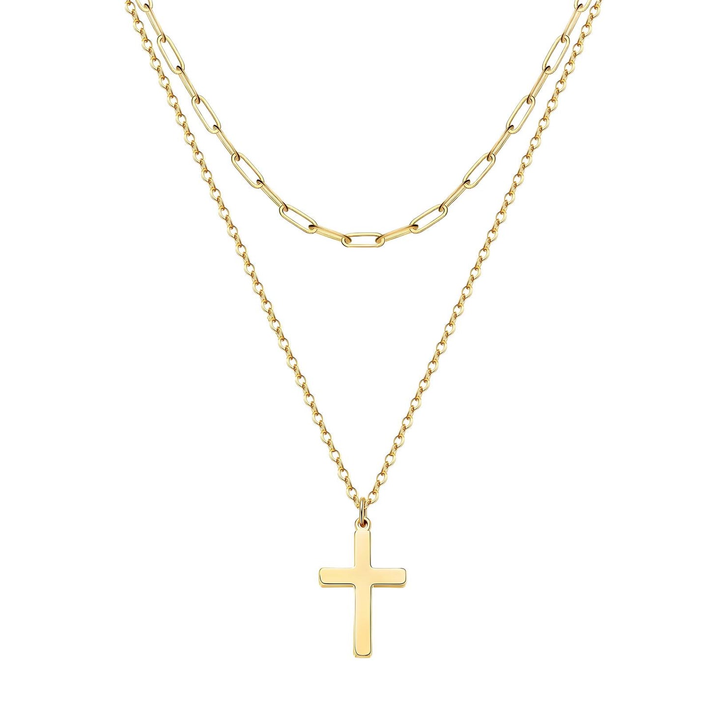Stacked Gold Cross Necklace