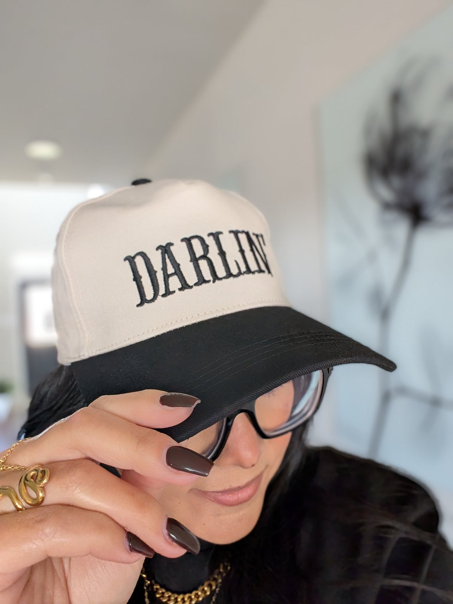 Darlin' 2 toned Embroidered Canvas hat