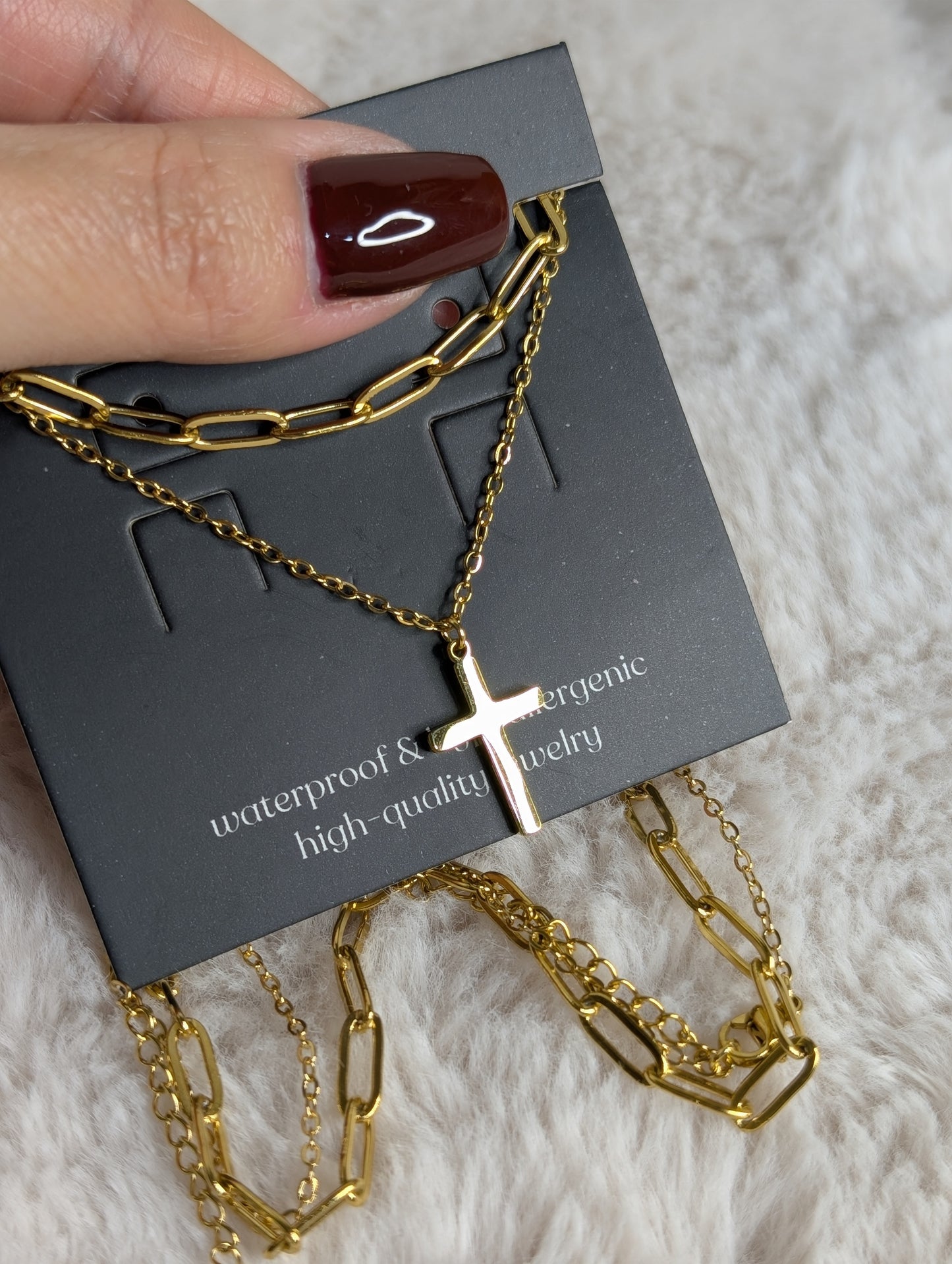 Stacked Gold Cross Necklace
