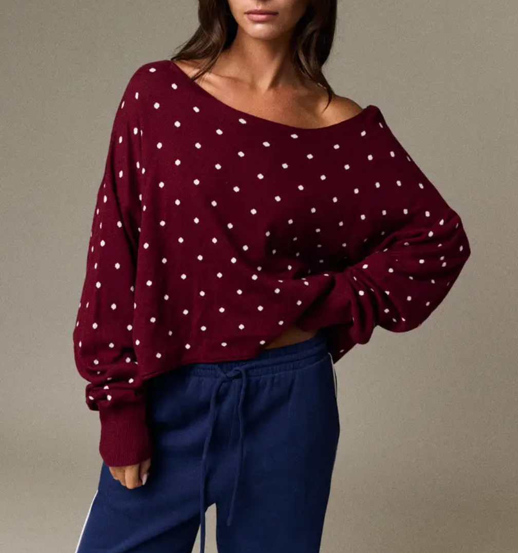 Polka Dot Boat Neck top