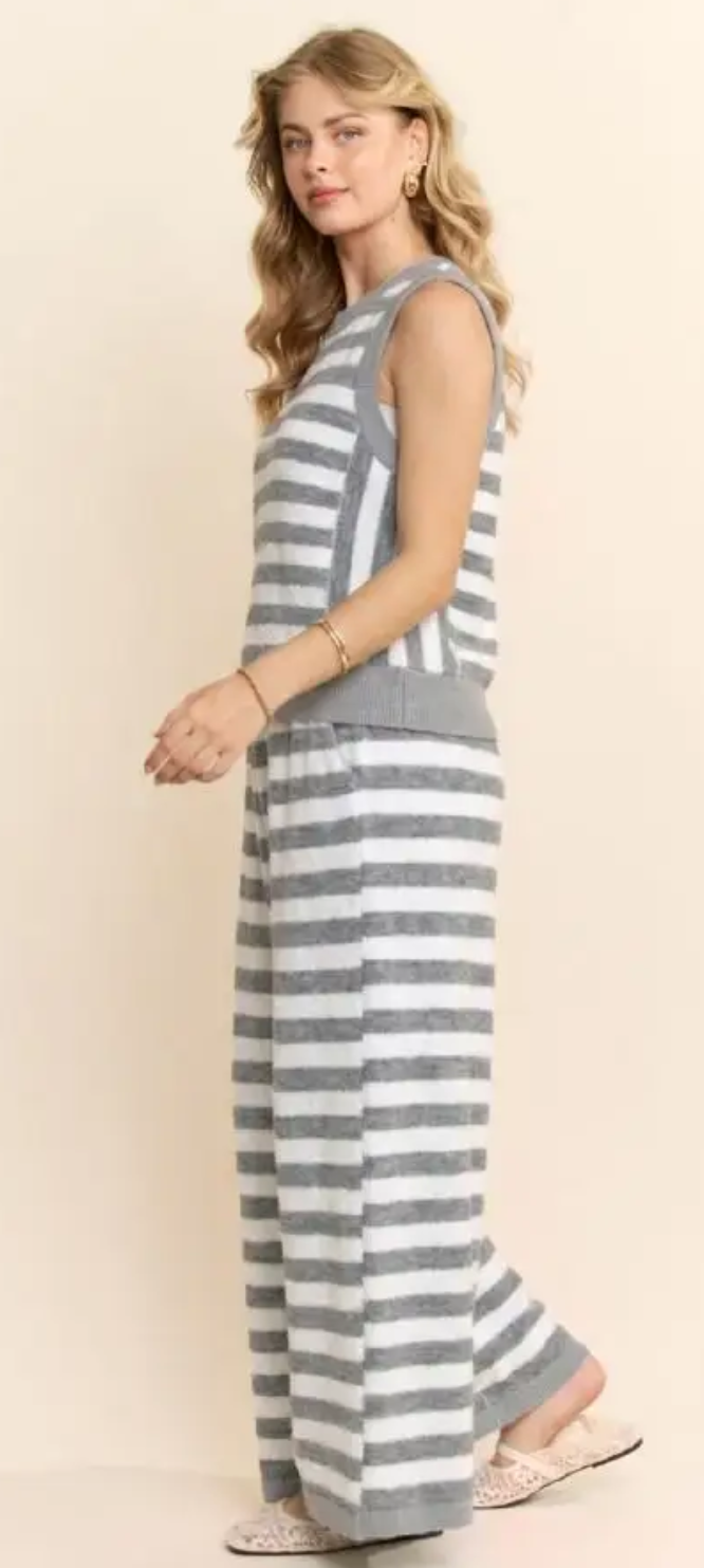 Striped Knit Wide Leg Pant
