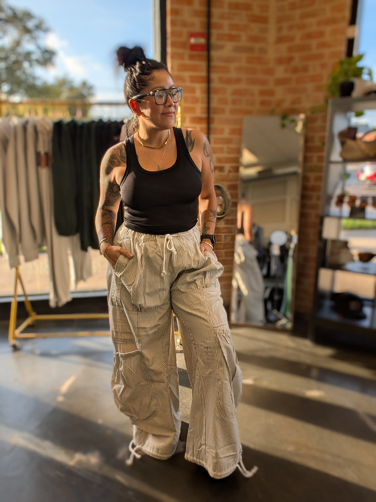 Pocket Drawstring Wide Leg