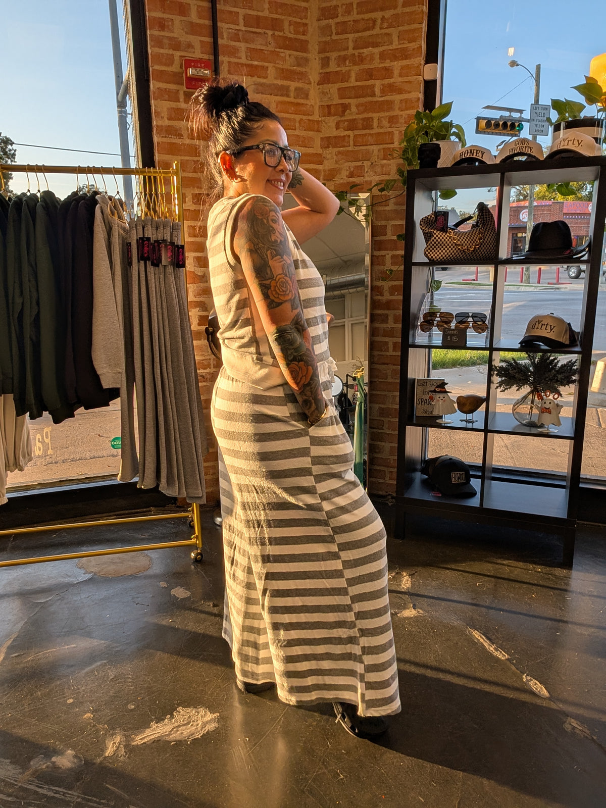 Striped Knit Wide Leg Pant