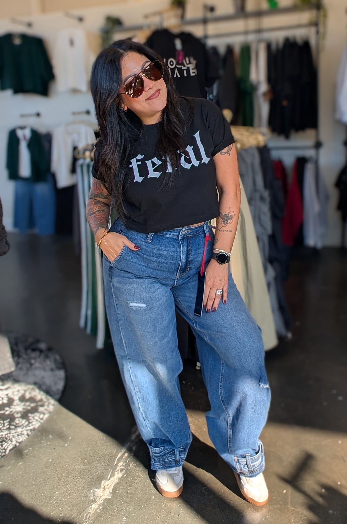 Baggy Ankle Strap Jeans