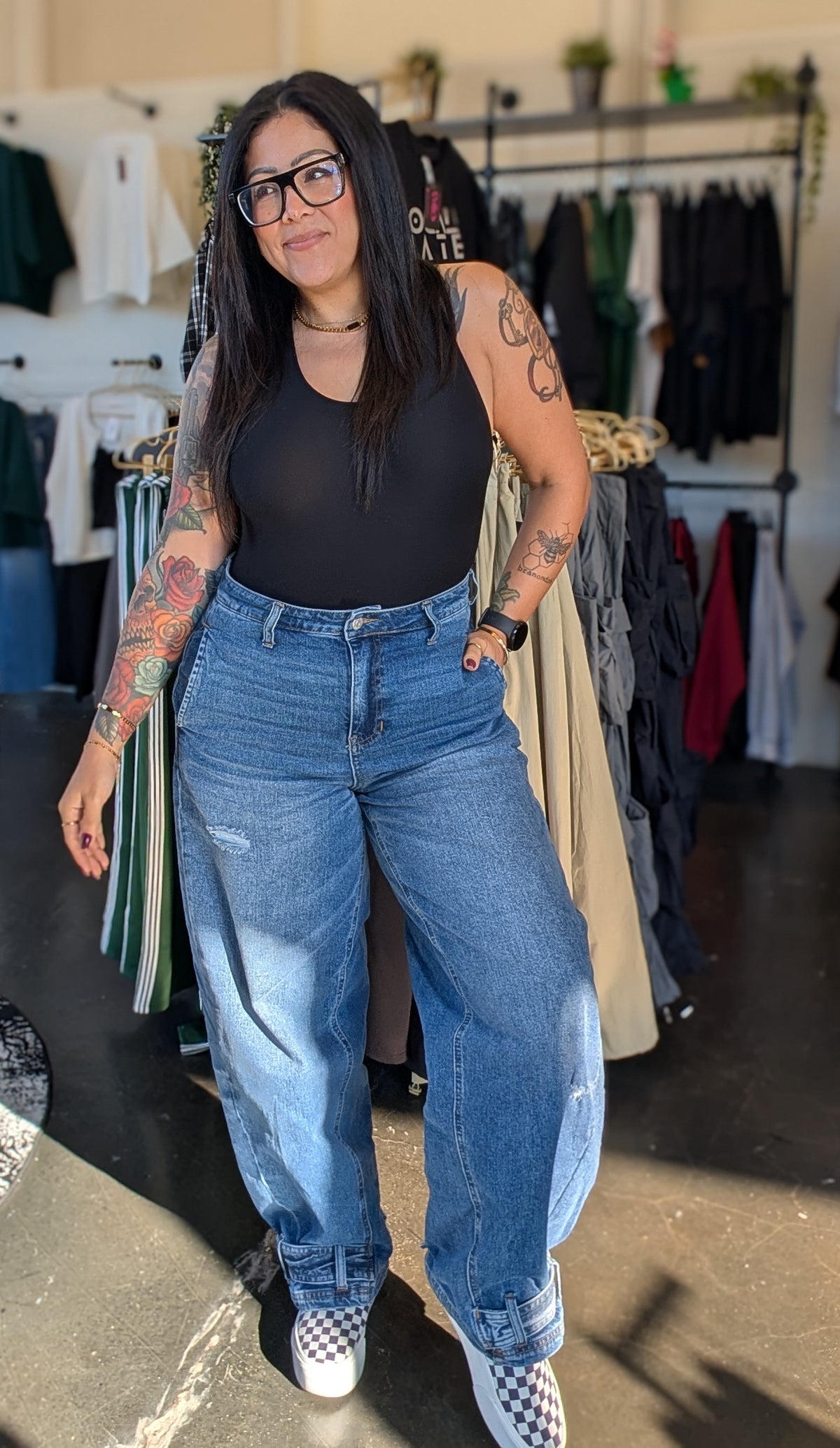 Baggy Ankle Strap Jeans