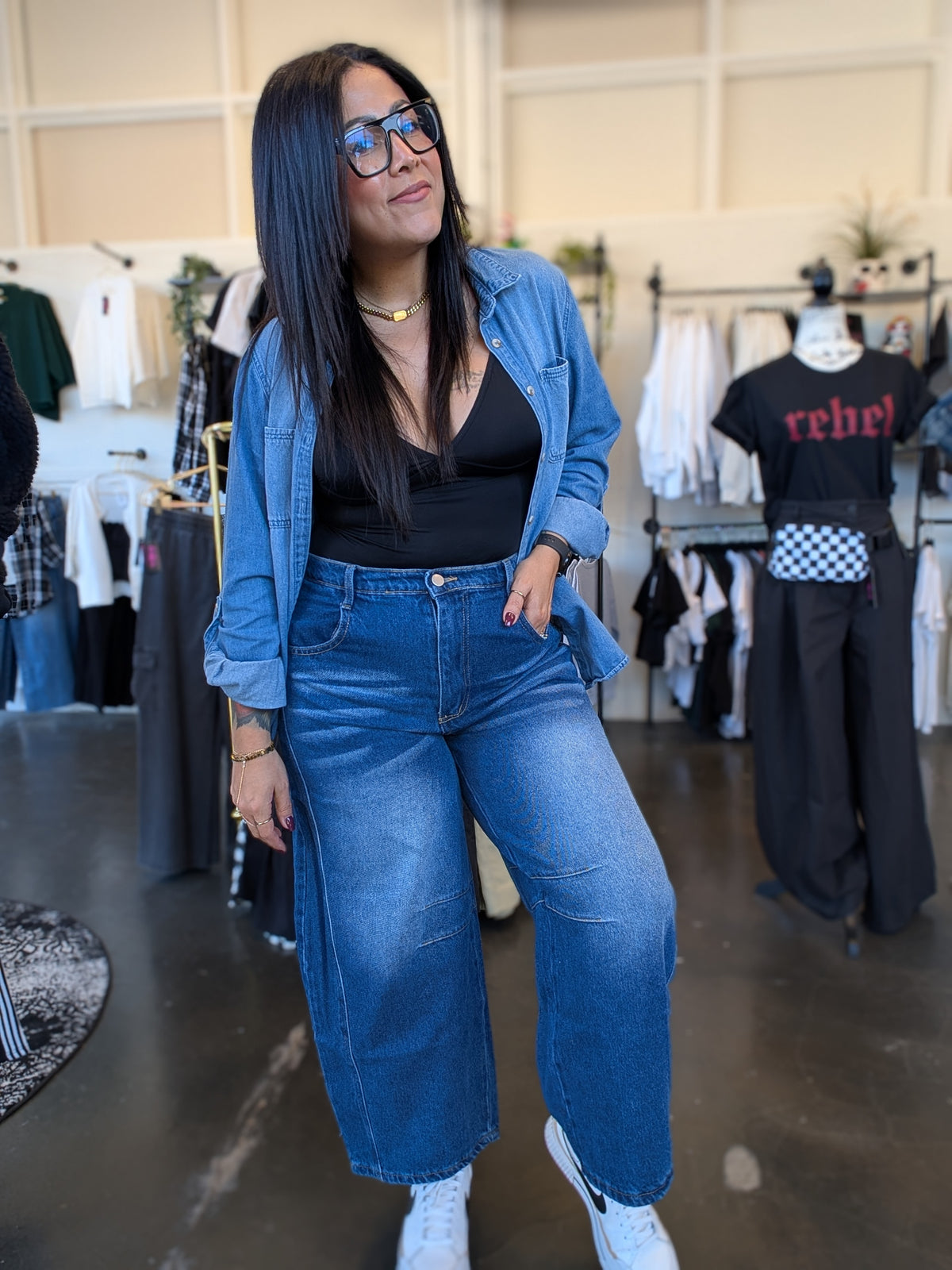 Enzyme Wash Barrel Jeans