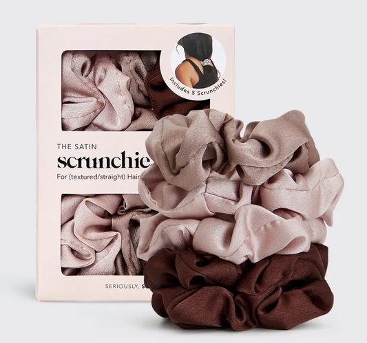 Satin Sleep Scrunchies 5pc- Cameo