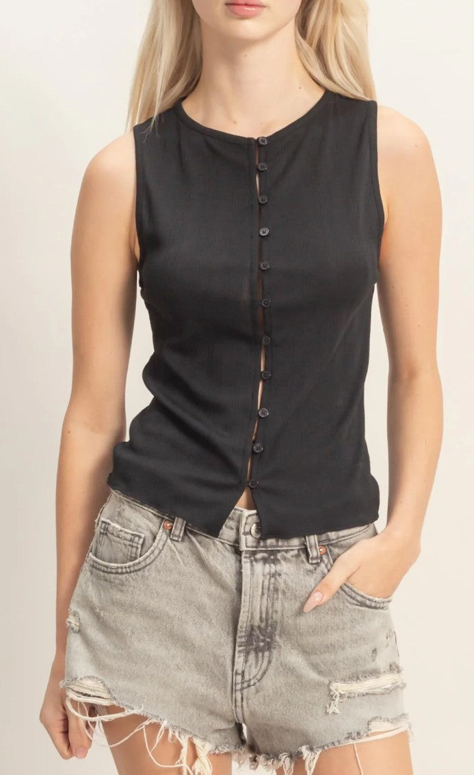 Pointelle Button-up Top