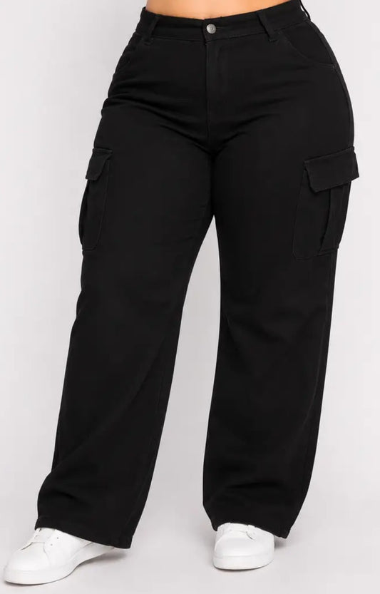 Denim Wide Leg Cargo
