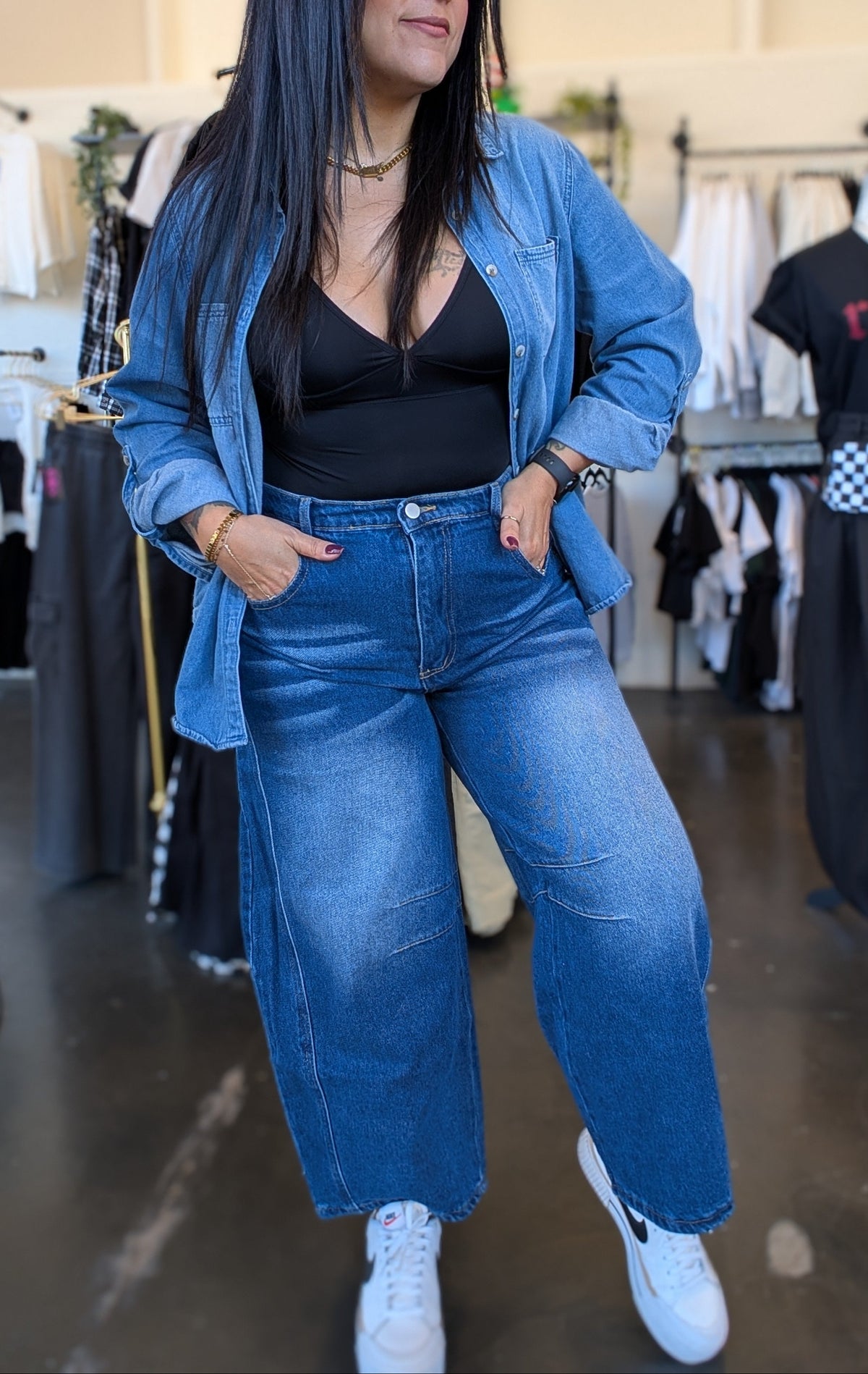 Enzyme Wash Barrel Jeans