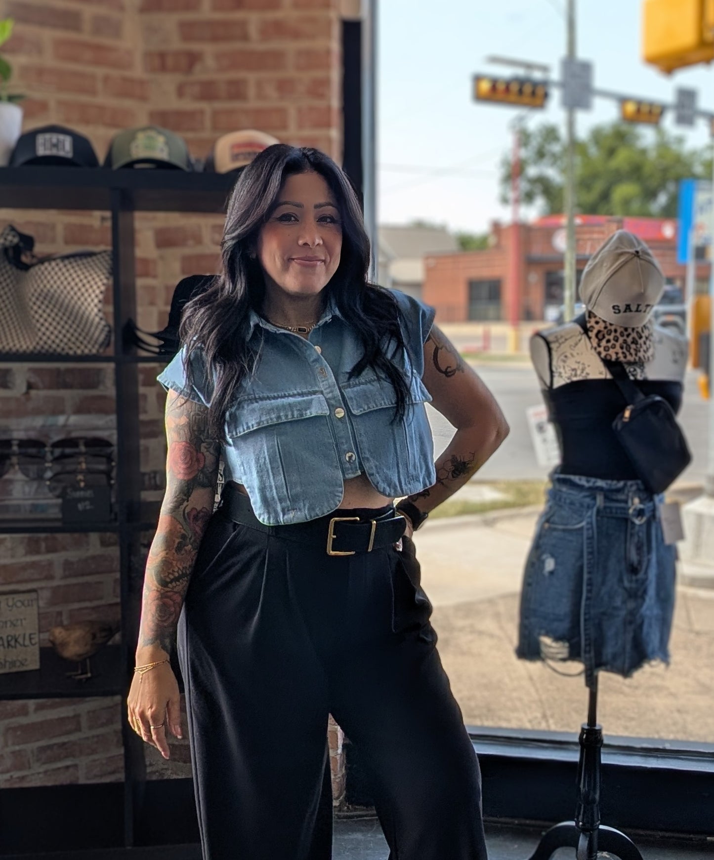 Cropped Denim Top 🤍🩵