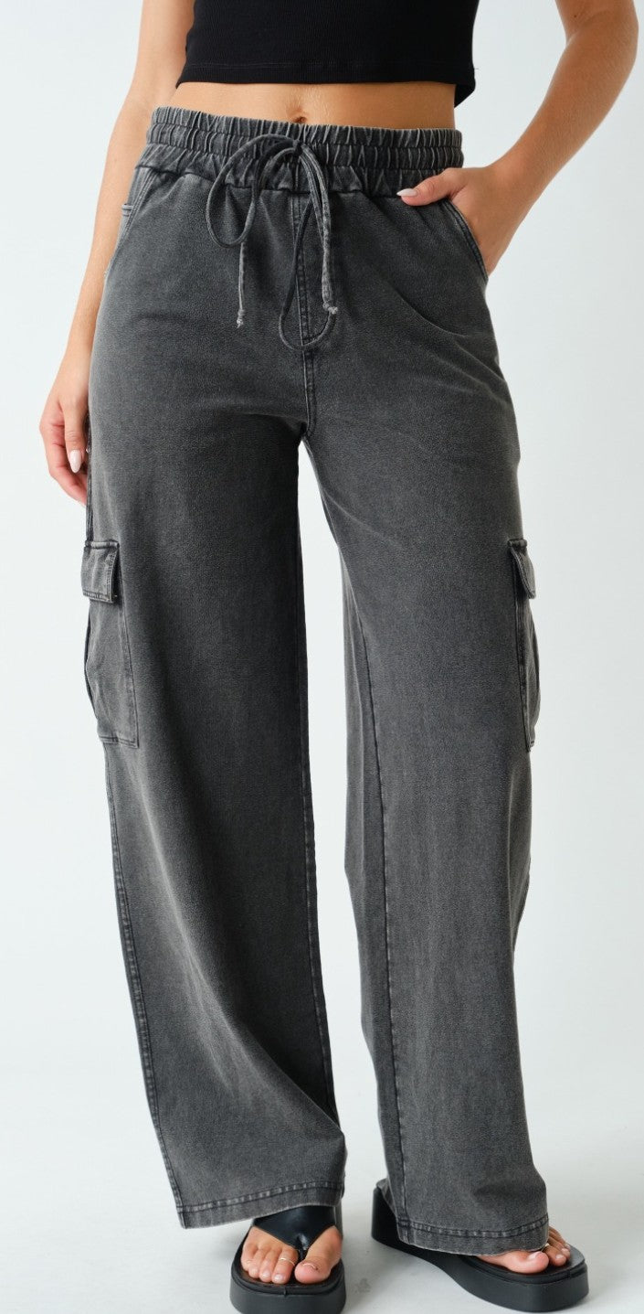 Mineral wash Denim Cotton Cargo