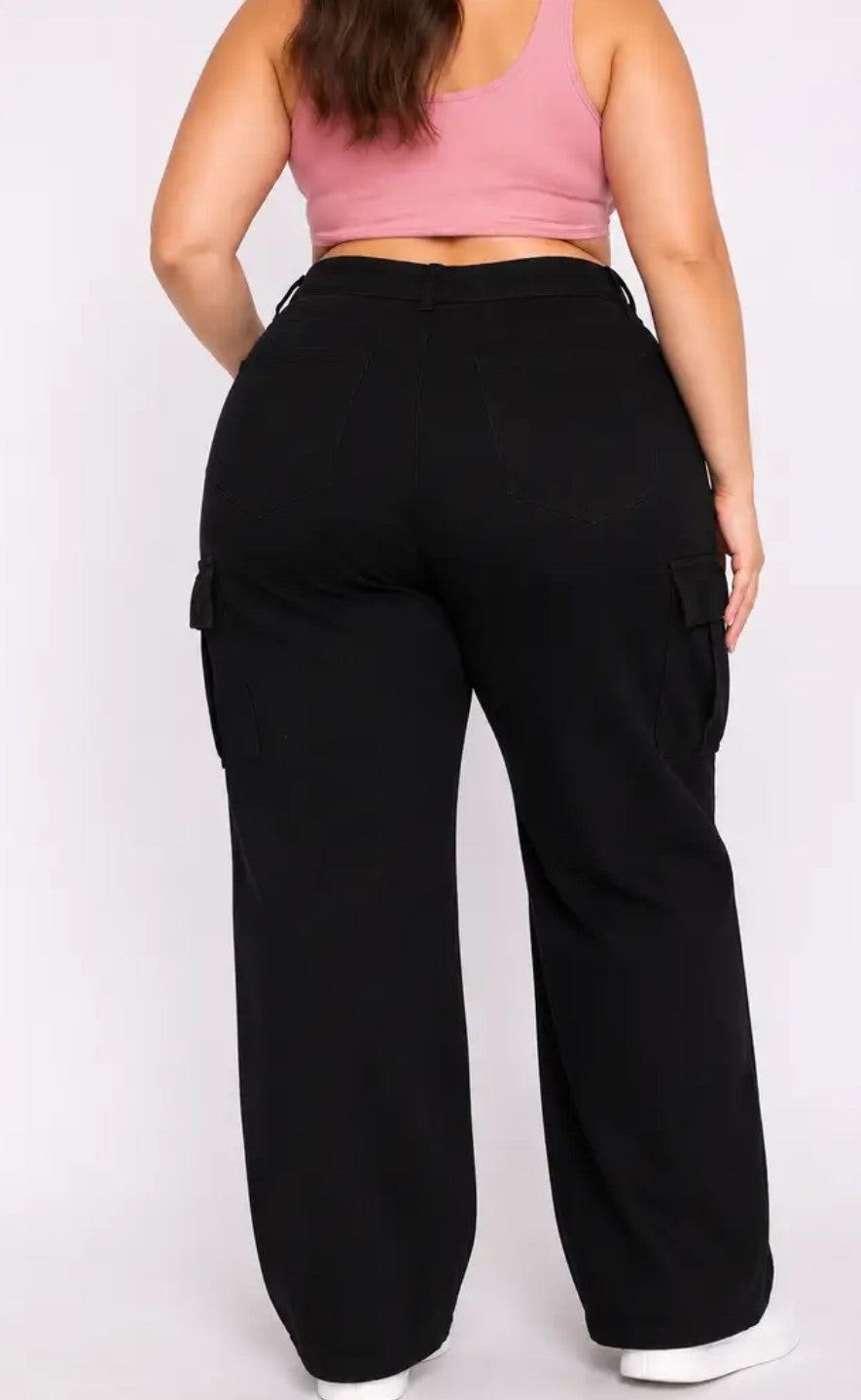 Denim Wide Leg Cargo