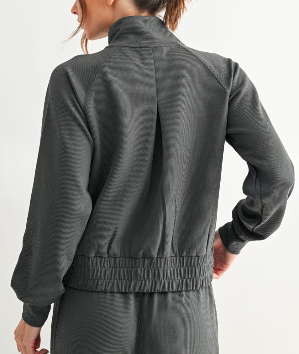 Luxe Sand Wash Rib Zip Jacket