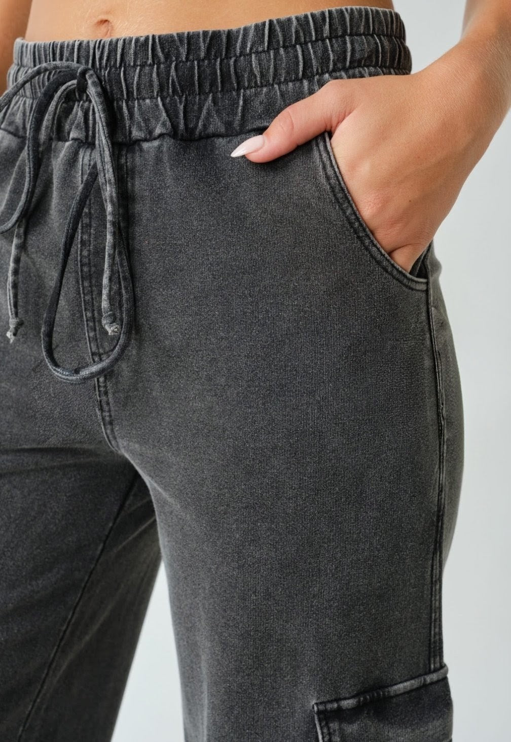 Mineral wash Denim Cotton Cargo