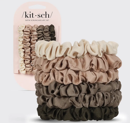 Ultra Petite Satin Scrunchies 6pc - Eucalyptus
