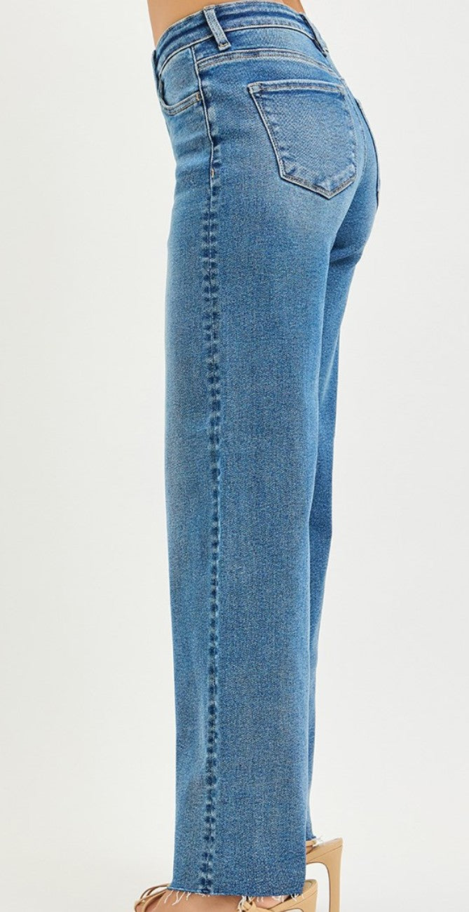 Risen High Rise Wide Leg Jeans