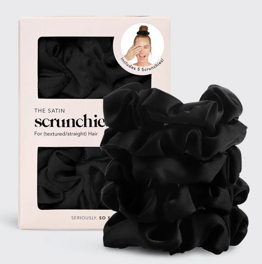 Satin Sleep Scrunchies 5pc - Black