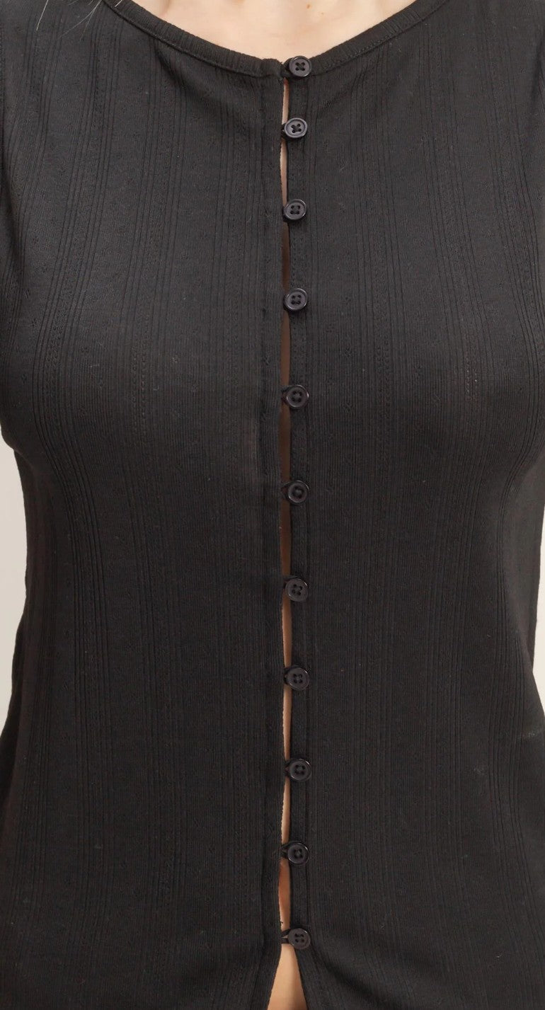 Pointelle Button-up Top