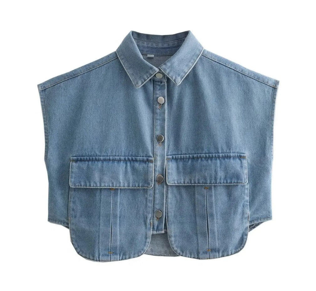 Cropped Denim Top 🤍🩵