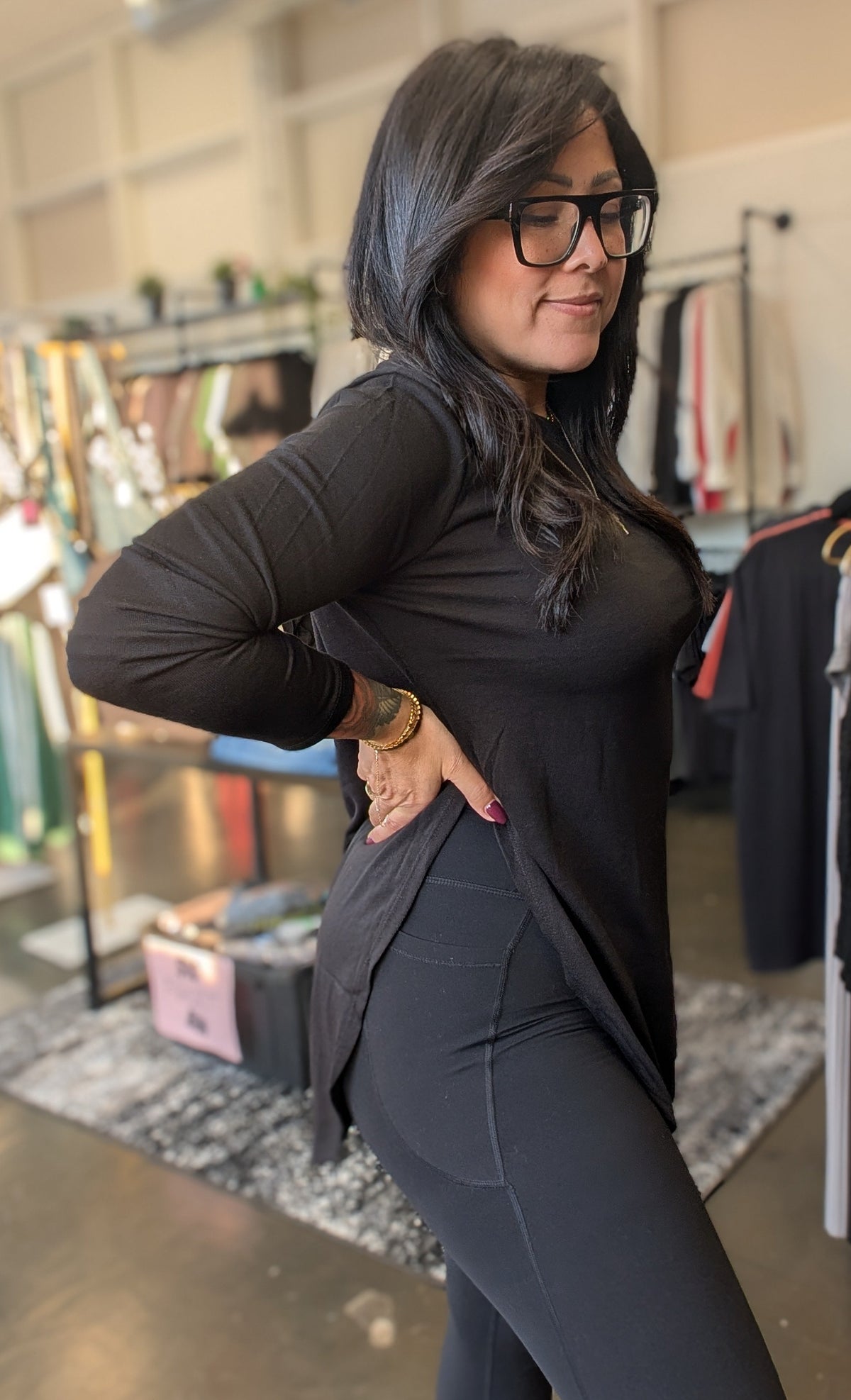 Side Slit Long sleeve top
