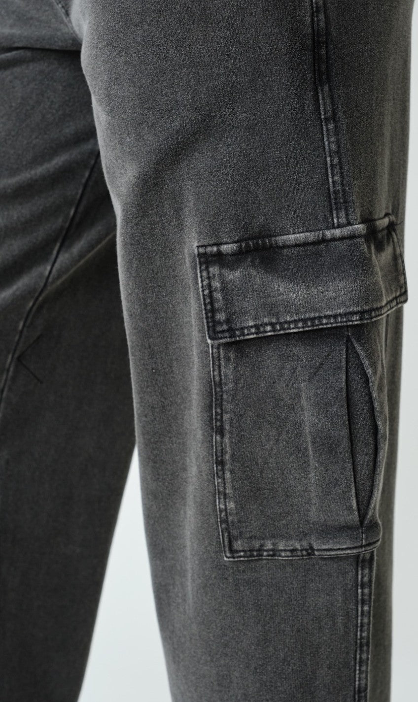 Mineral wash Denim Cotton Cargo