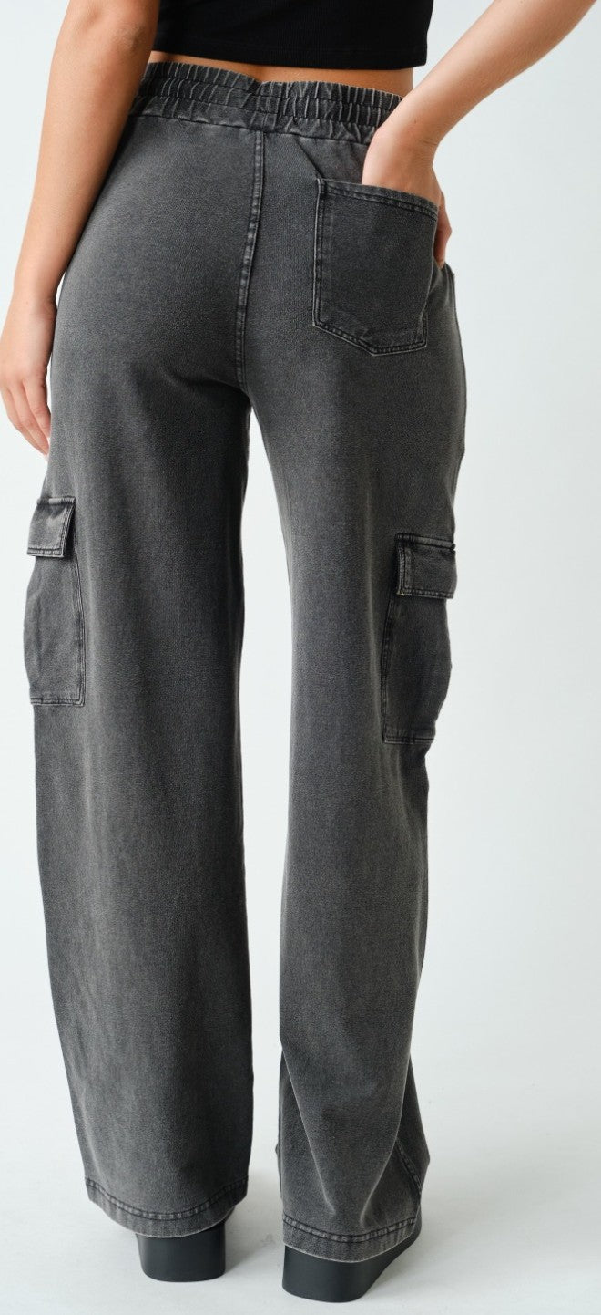 Mineral wash Denim Cotton Cargo